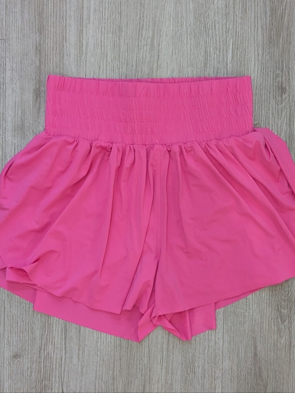 Hot Pink Flutter Athletic Shorts Smocked High Waist Medium